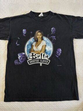 Vintage 90s Buffy The Vampire Slayer Tshirt Size Medium Black TV Promo Tee